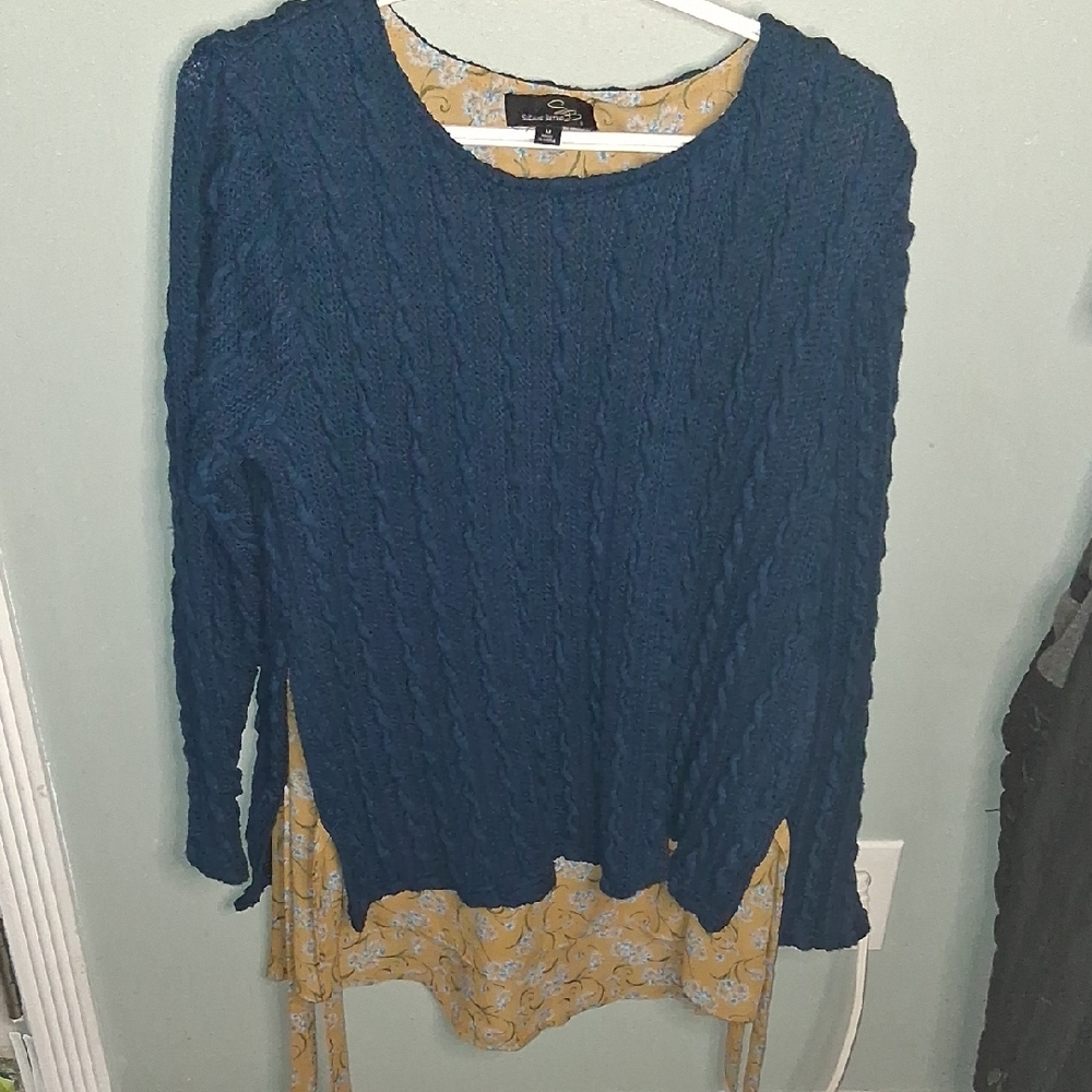Suzanne Betro Teal Cable Knit Sweater